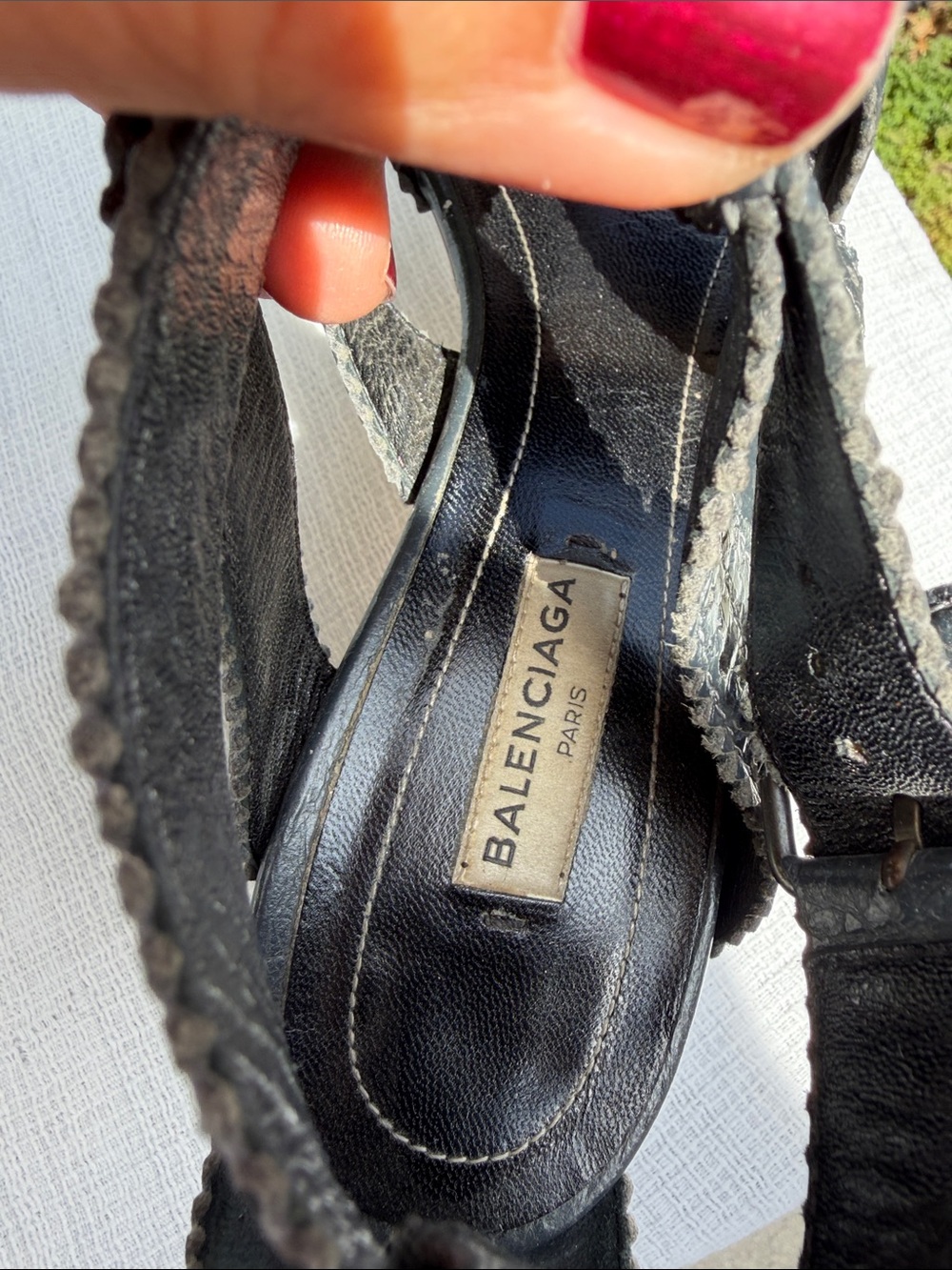 Balenciaga Leather Ankle Strap Wedge Sandals.size 37 1/2 - Picture 5 of 17